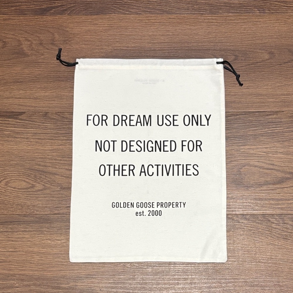 Golden Goose White Drawstring Dust Bag Logo Italy 14x13